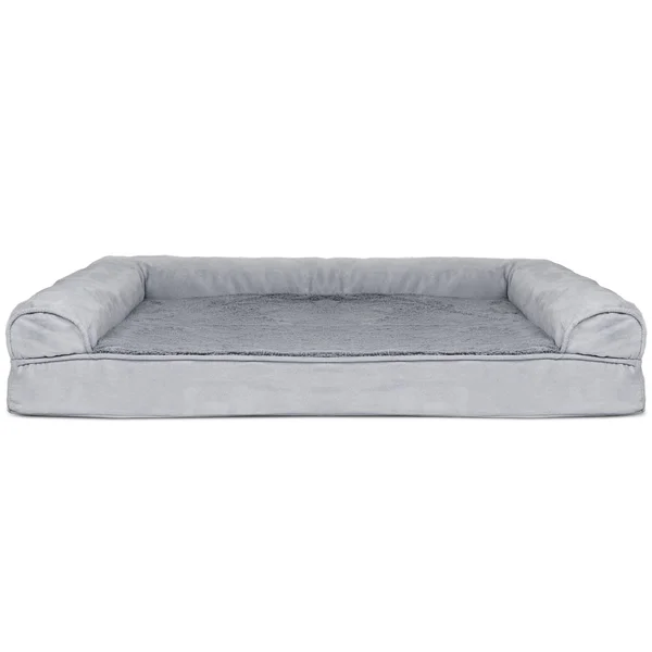 Furhaven Plush Suede Memory-Top Dog Couch Pet Bed (Medium - Gray)