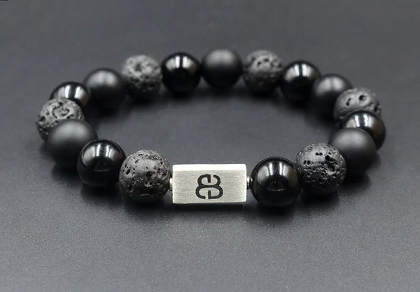 Onyx - Lava Stone, and Obsidian Bracelet, Men's Black Bracelet, Black Onyx Bracelet, Lava Stone Bracelet, Black and Silver Bracel