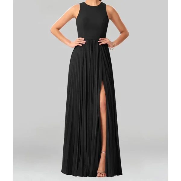 Azazie A-Line/Princess Scoop Floor-Length Chiffon Bridesmaid Dresses - Black