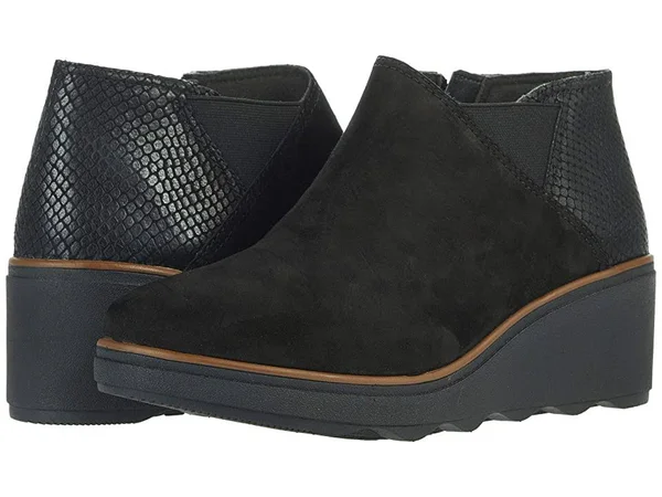 Clarks Women's Collection Mazy Harwich Boots - Black Suede Interest Combination
