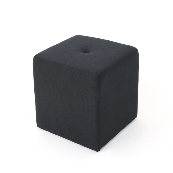 17.25x22 Black Contemporary Tufted Solid Square Ottoman