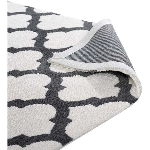 Modway Lida Moroccan Trellis 5x8 Area Rug - Ivory and Charcoal