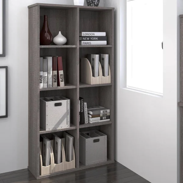 Bestar Dayton Cubby Bookcase - Bark Gray