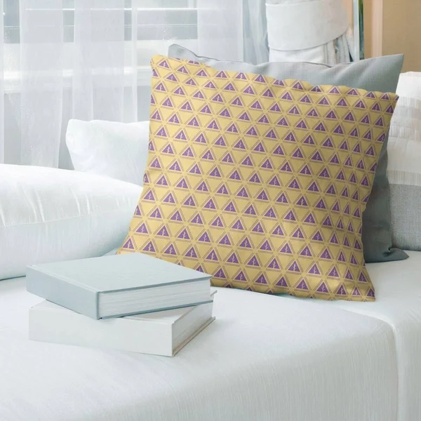 Two Color Minimalist Trees with Yellow Throw Pillow - 26 x 26 - Yellow & Purple - Faux Suede