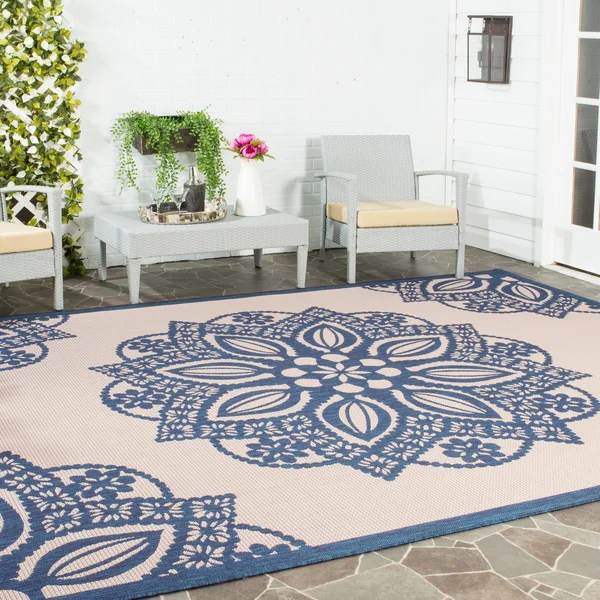 Safavieh Courtyard CY6139 Beige - Navy 9& x 12& Area Rug