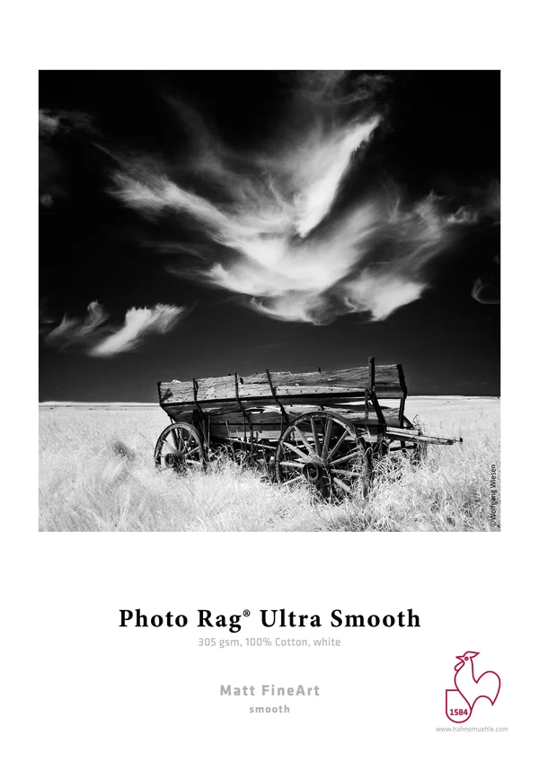 Hahnemuhle Photo Rag, 100 % Rag, Ultra Smooth, White Matte Inkjet Paper, 305 gsm, 24x22x39& Roll, 3x22 Core