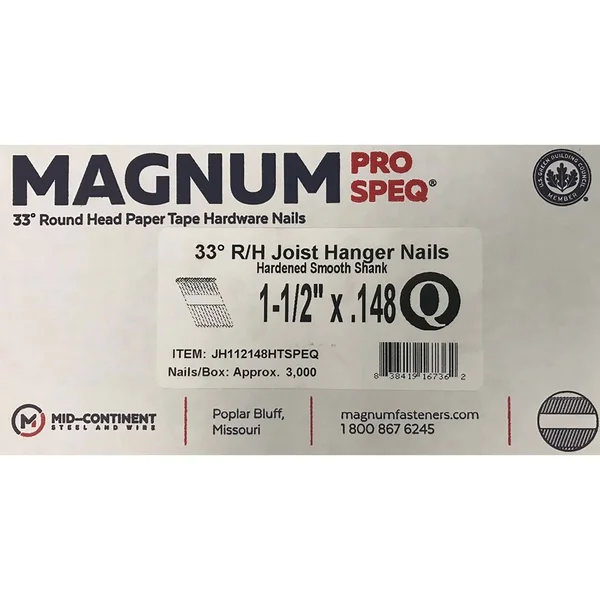 Magnum 1-1/2 in. Angled Strip Nails 33-1/2 Deg Smooth Shank 3000 Pk