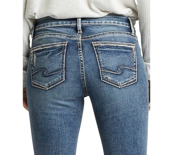 Silver Jeans Co. Women's Elyse Curvy Mid Rise Slim Fit Bootcut Jean