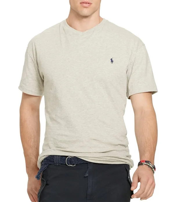 Polo Ralph Lauren Men's Big & Tall Classic Fit V-Neck T-Shirt - New Heather Grey
