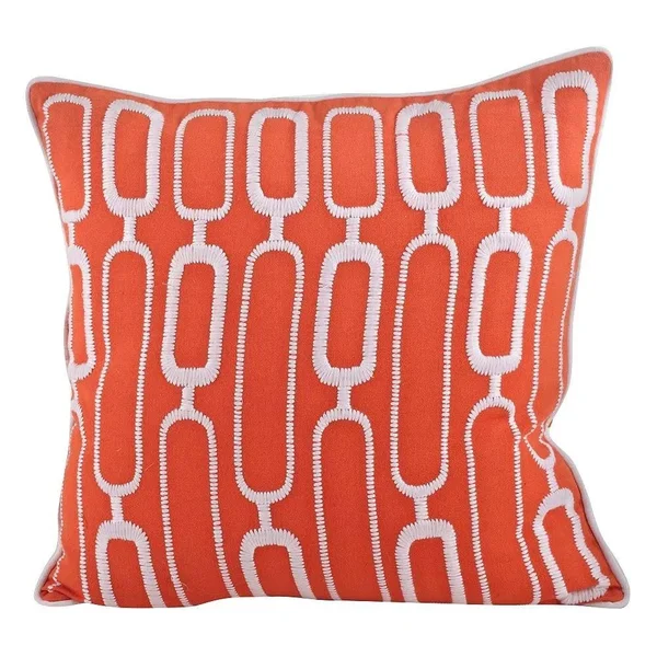 Saro Modernica Stitched Design Down Filled Throw Pillow - Tangerine