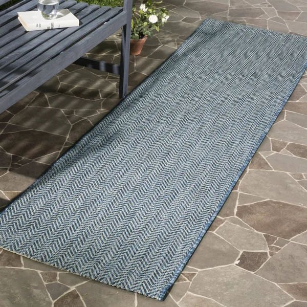 Safavieh Courtyard Navy - Grey Area Rug; 9& x 12&