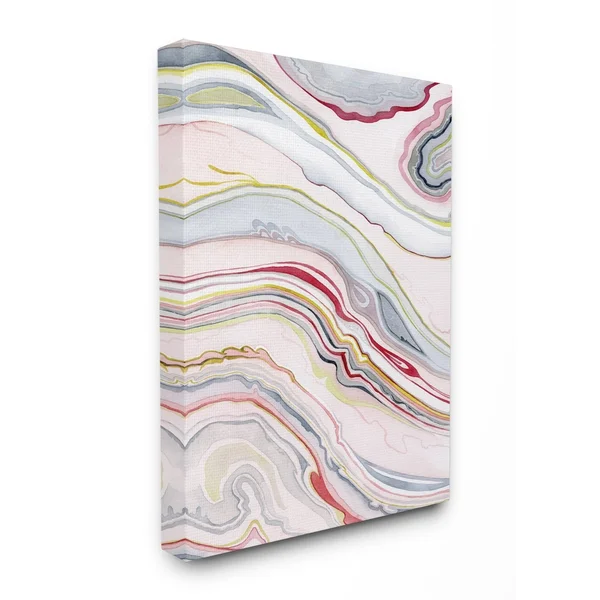 The Stupell Home Decor Collection Blue Pink Red Green Watercolor Marbling Abstract Oversized Stretched Canvas Wall Art, 24 x 1.5