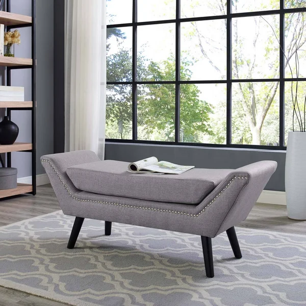 Modway Gambol Light Gray Upholstered Fabric Bench
