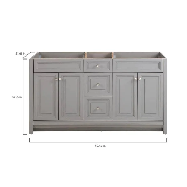 Home Decorators Collection Brinkhill 60 in. W x 34 in. H x 22 in. D Bath Vanity Cabinet Only in Sterling Gray