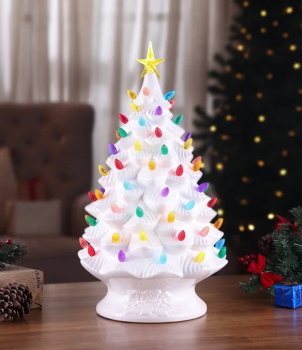 Mr. Christmas Nostalgic Ceramic 24x22 Christmas Tree Pink