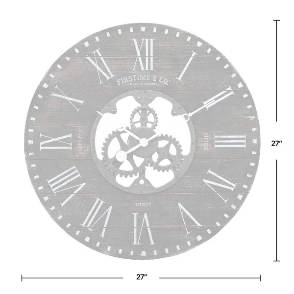 Black Shiplap Gears Farmhouse Wall Clock