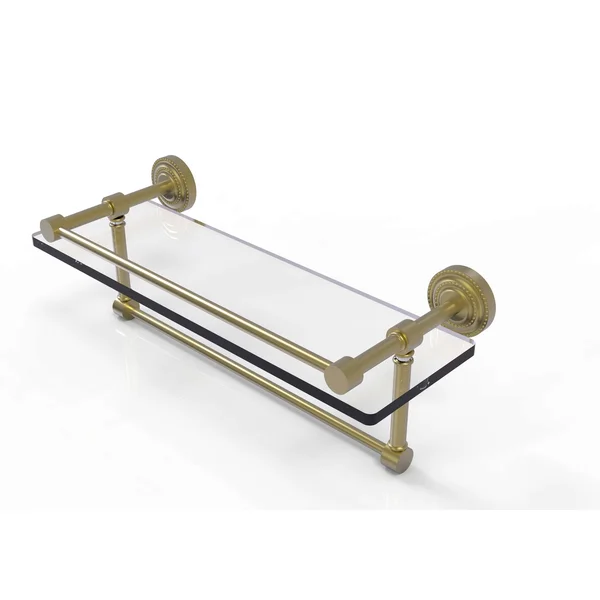 Allied Brass DT-1TB-16-GAL-SBR Dottingham 16 in. Gallery Glass Shelf with Towel Bar Satin Brass