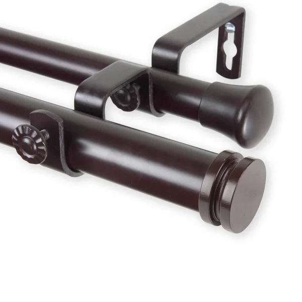 Rod Desyne Bun 1x22 Double Curtain Rod - Mahogany