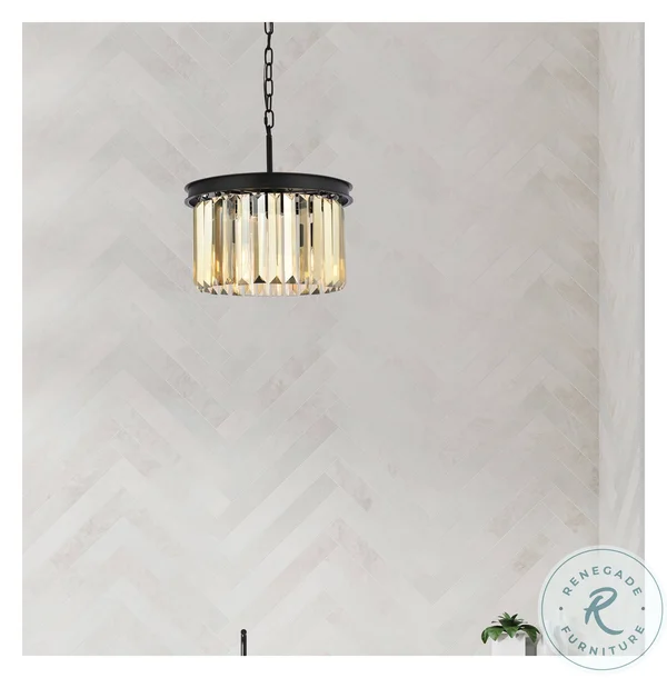 Elegant 1238D16MB-GT/RC Sydney 3 Light Matte Black Pendant