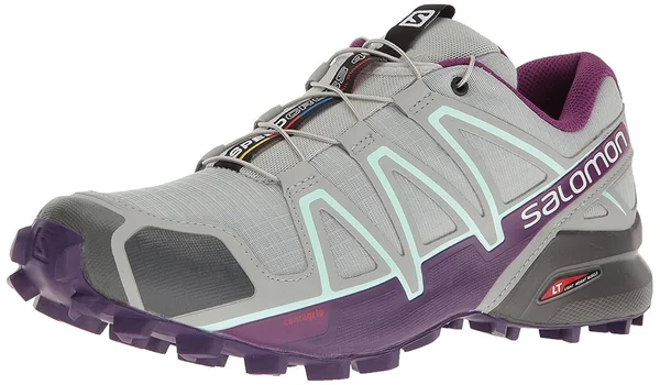 Salomon Women's Speedcross 4 Running Trail Shoes Quarry, Acai, Fair Aqua 5.5