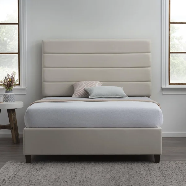 Brookside Upholstered Horizontal Channel Bed - Beige - California King