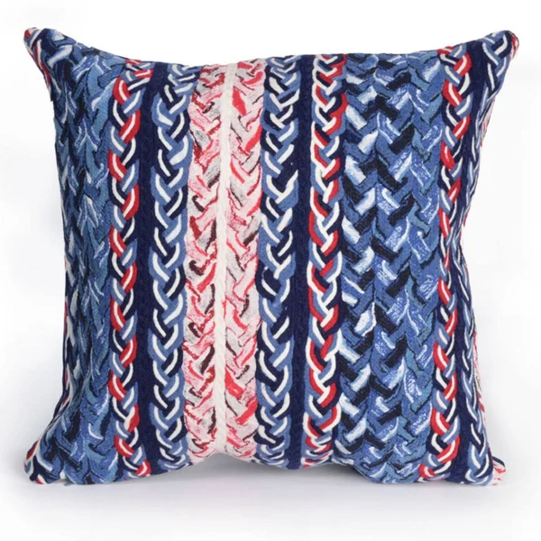 Liora Manne Visions III Braided Stripe Indoor - Outdoor Pillow - 20x22 Square - Navy