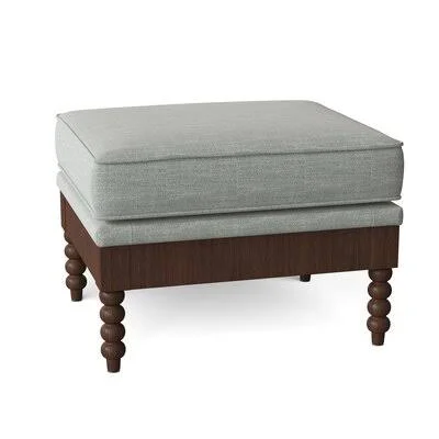Birch Lane Amedeo 25x22 Rectangle Standard Ottoman Body Fabric: Sunbrella Cast Ash, Leg Color: White