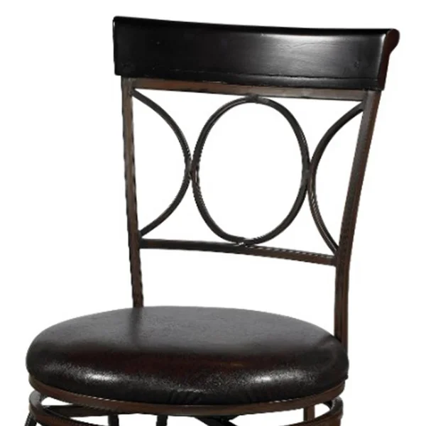 Metal Counter Stool with Leatherette Swivel SEAT, Black and Brown