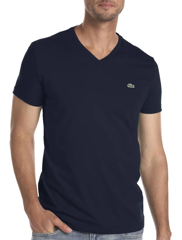 Big & Tall Lacoste Jersey V-Neck T-Shirt - Navy - Size 4X, Men's