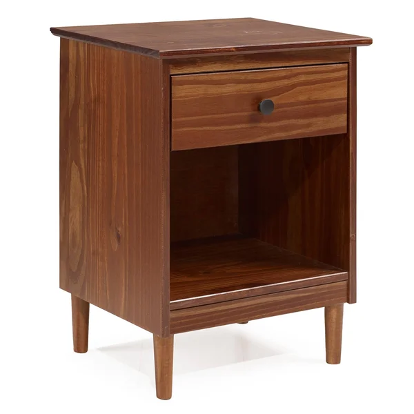Classic Mid Century Modern 1 Drawer Nightstand Side Table Walnut - Saracina Home