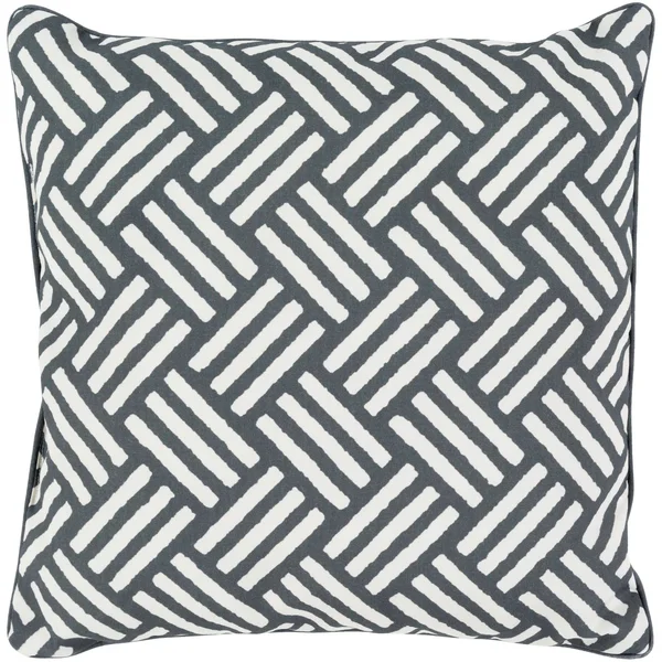 20x22 Black and Ivory Contemporary Square Throw Pillow Cover