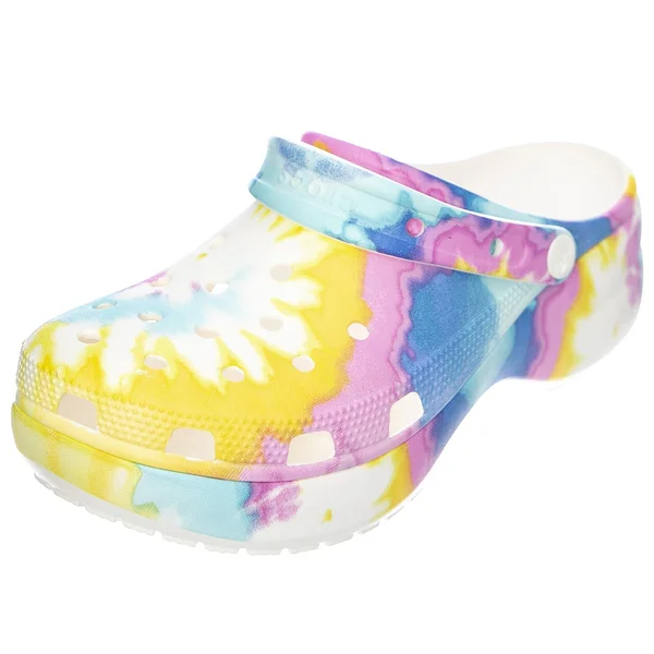 Crocs Women's Classic Tie Dye Platform Clogs - White