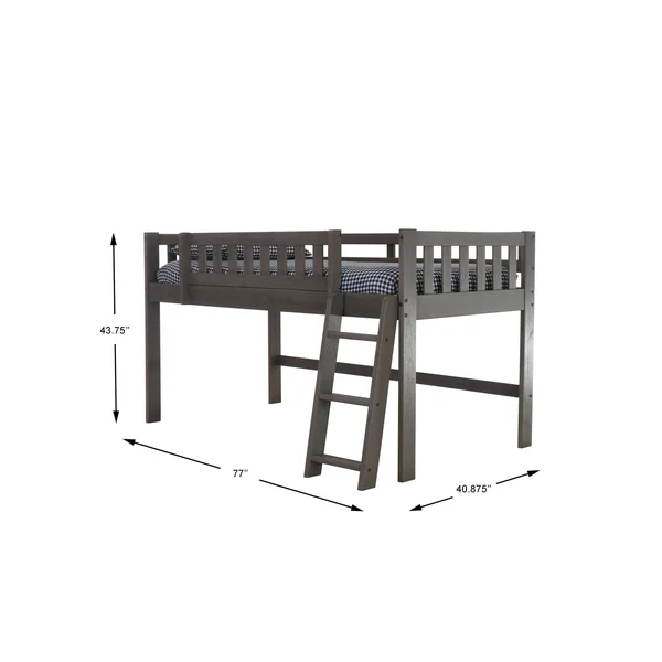 Os Home and Office Model 83204-1 Charcoal Gray Twin Low Loft Bed