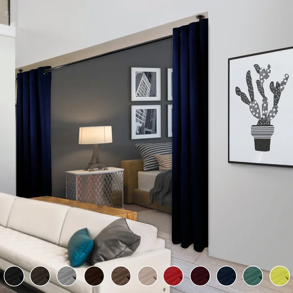 Rod Desyne Room Darkening Curtain 108 inch Height - 1 PANEL, Dark Blue