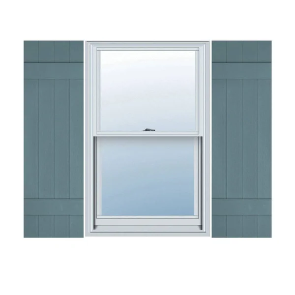 Mid-America LJ4S14X05100WB 14x22W x 51x22H Lifetime Vinyl - Standard Four Board Joined, Board-n-Batten Shutters, w/Installation S