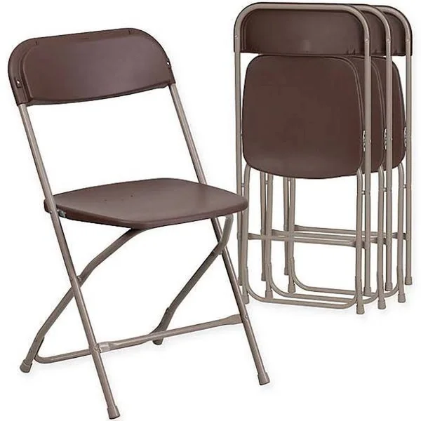 Flash Furniture Plastic Folding Chairs in Brown (Set of 4)