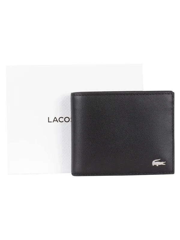 Lacoste Small Leather Billfold Wallet Black NH1115FG