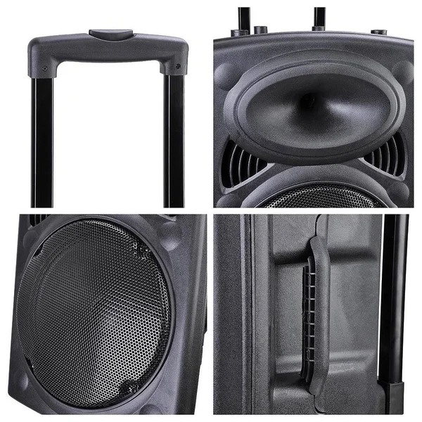 Yescom Portable Active PA Speaker Mic Guitar Amp Bluetooth USB SD LCD FM Remote w/ Wireless Microphone