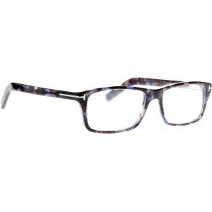 Tom Ford FT5663 B Eyeglasses 056 Shiny Blue Havana/ Blue Block Lenses