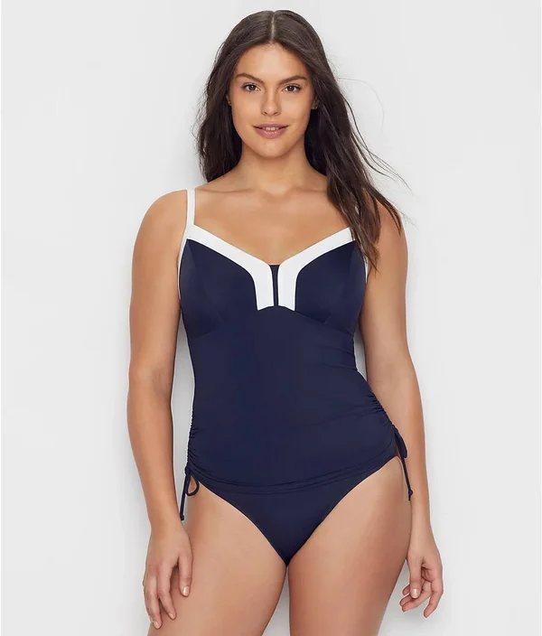 Panache Catarina Underwire Tankini Top - Womens - Midnight, White - 36H