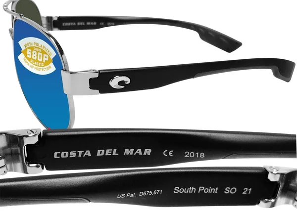 Costa Del Mar South Point Palladium, Blue Mirror 580P Sunglasses