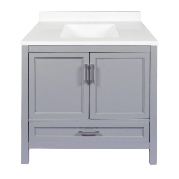 Solerno Bath Vanity with Cultured Marble or Quartz Stone Top (Color: White, Vanity Top: Quartz Galaxy Black, Size: 31x22)