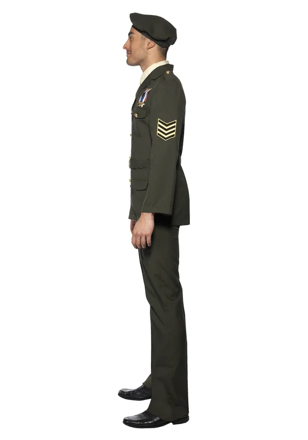 Smiffys Mens Wartime Officer Costume, Size: Medium, Green