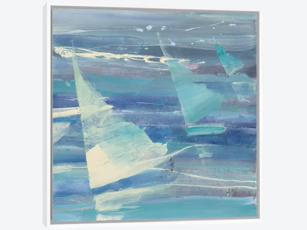 Framed Canvas Art (White Floating Frame) - Summer Sail II by Albena Hristova ( transportation > by Water > Boats > S