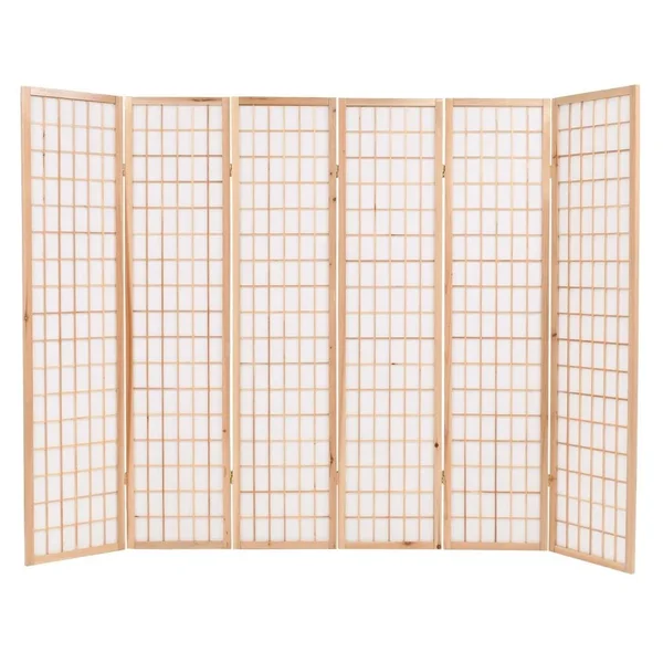 vidaXL Folding 6-Panel Room Divider Japanese Style 94.5x22x66.9x22 Natural