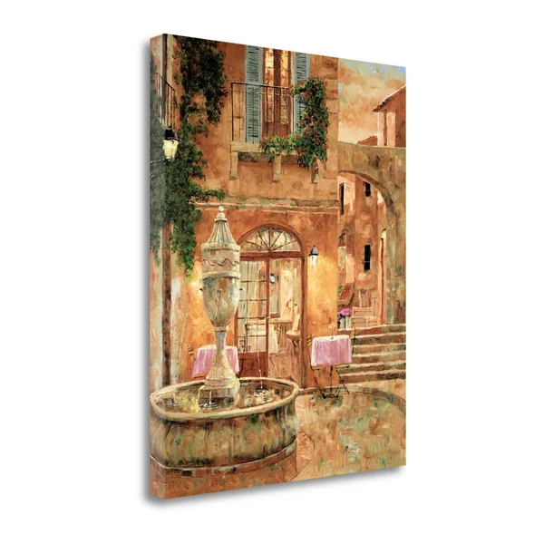 Tangletown Fine Art Evening at The Fountain by Gilles Archambault, Gallery Wrap Canvas, 31x22 x 39x22