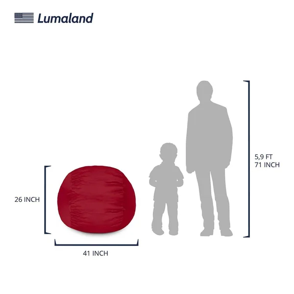 Lumaland Bean Bag Chair Red, 5ft
