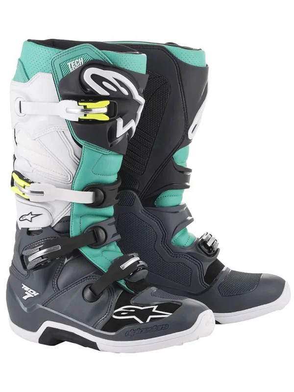 Alpinestars Tech 7 Boots Dark Gray/Teal/White 8