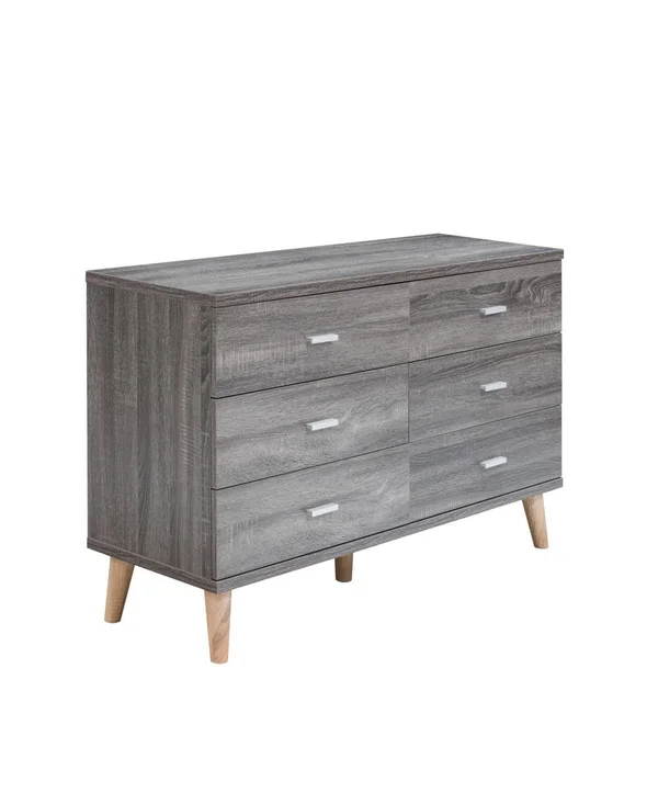 Furniture of America Massenburg Modern 6-Drawer Dresser - Grey