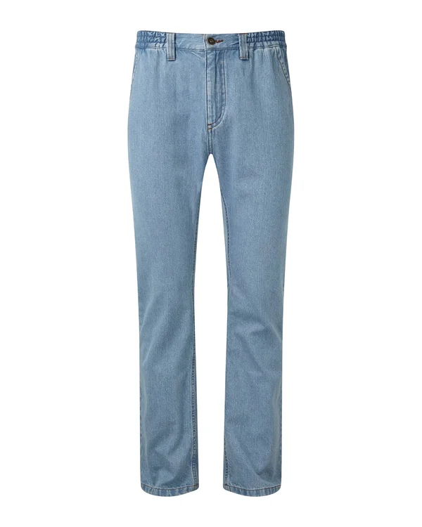 Cotton Traders Men's Side Elastic Jeans in Blue